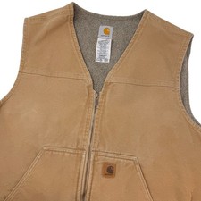 Carhartt V28 CML Sandstone Duck Sherpa Lined Vest Mens 2XL Camel Tan Workwear
