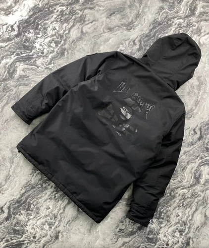 AAPE By A Bathing Ape Hooded Down Jacket Parka Men Size S Black  image 21