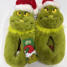 The Grinch Plush Slippers Kids Boys Size 9-10 Christmas Dr Seuss NWT Green