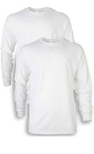 Gildan Men's XL White Ultra Cotton Adult Long Sleeve T-Shirt 2 Pack 