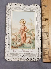 Antique Holy Prayer Card Victorian Lace Child Jesus Christian C17