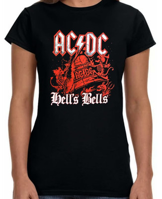 AC/DC Hell's Bells Rock Band Women's Black T-Shirt