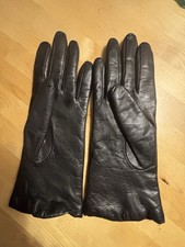 FOWNES 100 CASHMERE LINED BLACK LEATHER WOMENS GLOVES MEDIUM