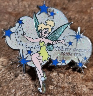 Disney Parks Trading Pin Tinkerbell Pixie Dust ''Where Dreams Come True''