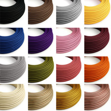 3 Core Twisted Braided Fabric Cable Vintage Lighting Round Colour Wire Lamp Flex