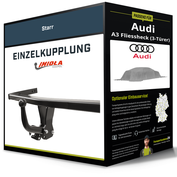 Starre AnhäNgerkupplung für Audi A3 Fliessheck 16- Typ 8V Imiola Hak-Pol NEU-image