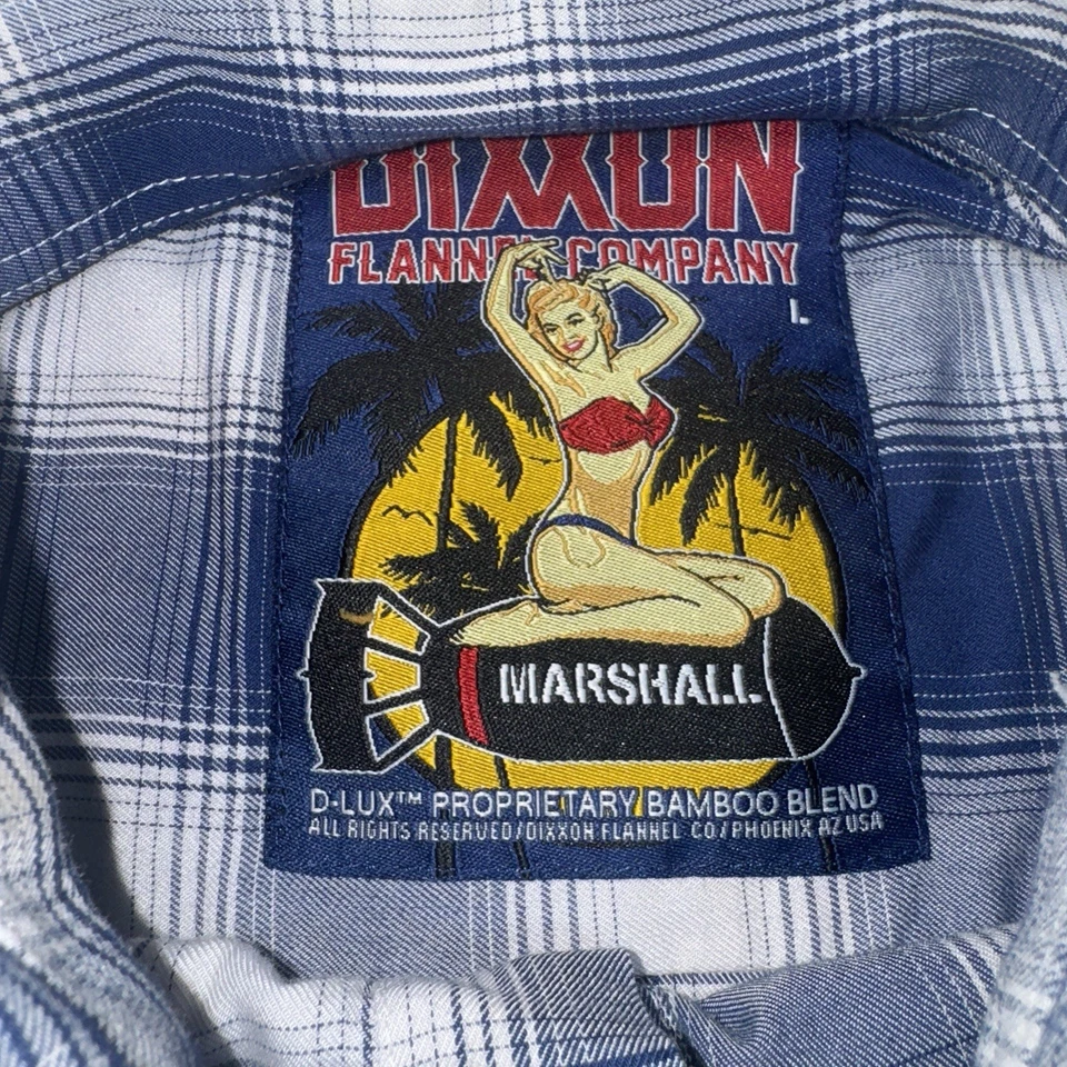 DIXXON Marshall Shirt Men Lg Short Sleeve Button Down Blue Plaid Bamboo Snap - Image 2 of 4