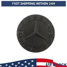 Black Hood Emblem Matte Front Flat Laurel Wreath Badge Mercedes Benz 57mm