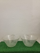 (2) Coca Cola Snack Popcorn Bowls Clear Glass Embossed w Coke Bottles 11in