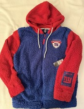 NY GIANTS SHERPA FLEECE HOODIE ZIP JACKET MEDIUM NFL FOOTBALL TEAM APPAREL