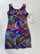 Vintage NWT Gilda Marx Colorful Biketard Unitard Size 12/14 Abstract Artsy