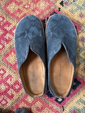 Lucky Brand Size 9.5 Tamala Leather Clogs Mules Blue Snake Skin Print Suede Cork