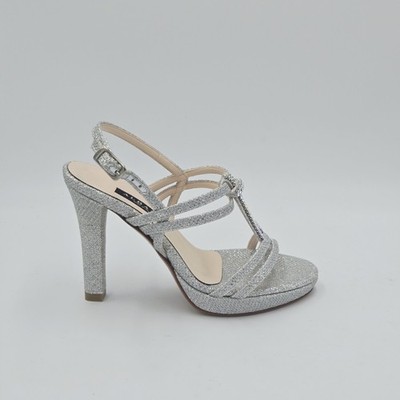 Damenschuhe Albano 34 Sandalen Silber Glitter 245DA
