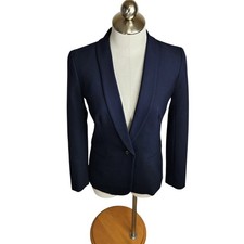 J.Crew Parke Blazer Jacket Womens Size 0 Wool Blend Blue Office Academia Preppy
