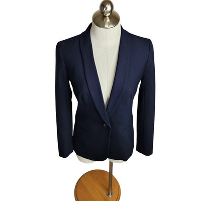 J.Crew Parke Blazer Jacket Womens Size 0 Wool Blend Blue Office Academia Preppy