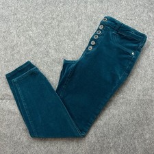 Pilcro Button Front High Rise Skinny Corduroy Pants Women's Size 29 Teal