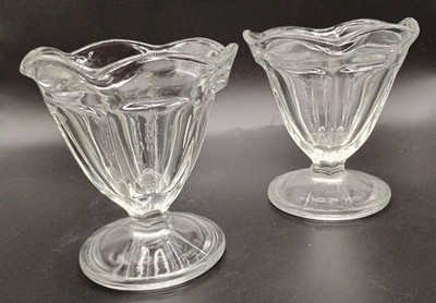 Vintage Libby 1950 s Ice Cream Sundae 4  Tall Glasses Set of 2