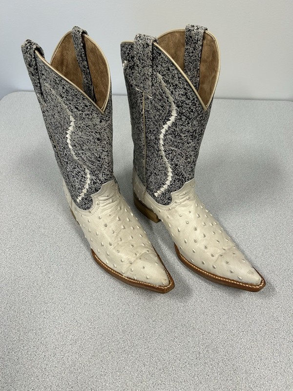 Gran Lider Cowboy Jockey Boots Ostrich Leather Handmade Mexico Men 6.5 Women 8.5