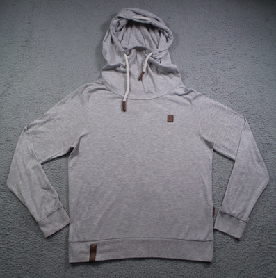 Naketano Sweatshirt Womens Size Large Gray Pullover Hooded Drawstrings Stretch