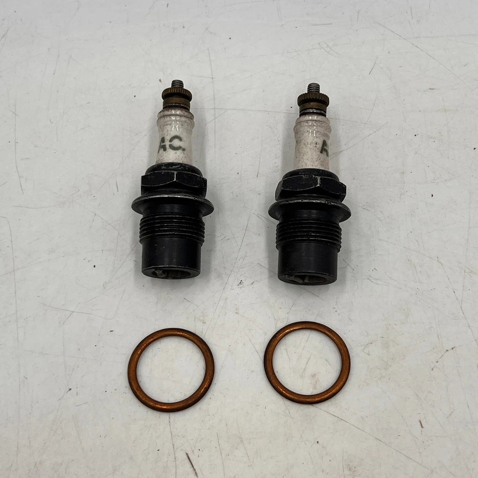 2 New AC nos 7/8" Pipe Thread Hex Spark Plug Ford Model GM Antique Vintage - Image 2 of 4