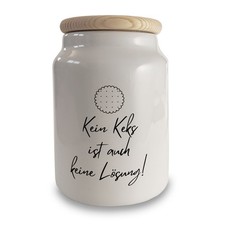 Kein Keks ist auch keine Lösung! Keksdose aus Keramik mit Holzdeckel