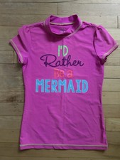 Childrens Place Mermaid Rashguard Short Sleeves Bright Pink Girls Size XL 14