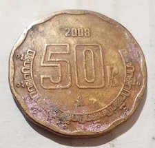 50 Centavos 2008 Mexico Coin Aztec Anillo de la Aceptación Piedra del Sol