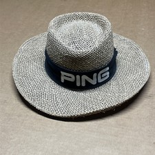 Schöner Vintage Herren Ping gewebter Stroh Golf Hut von Karsten Hergestellt in den USA Größe Small