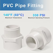 1 Inch Male Thread PVC Fittings White 2-Way PVC Pipe Coupling Adapter Connect...
