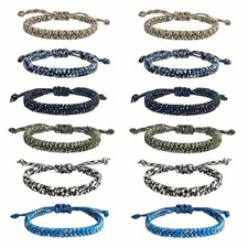 12 pcs Braided Friendship Bracelets for Teen Boys Adjustable Paracord Bracele...
