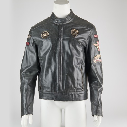 Ducati Vintage Patched Mens Blk Leather Cafe Moto Jacket Sz 42 Made in Italy!!!
