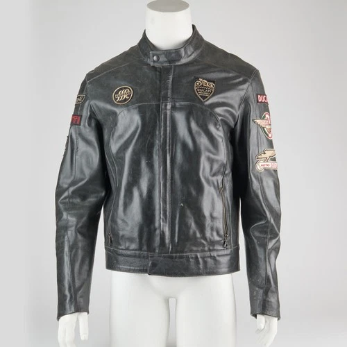 Ducati Vintage Patched Mens Blk Leather Cafe Moto Jacket Sz 42 Made in Italy!!! - product listing photo