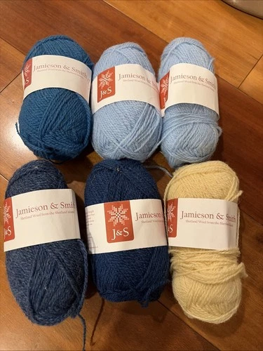 Jamieson & Smith Shetland Wool Yarn 2 Ply Jumper Weight 116g lot 6 Skeins - product listing photo