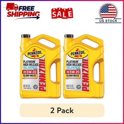 (2 pack) Pennzoil Platinum High Mileage Full Synthetic 5W-20 Motor Oil, 5 Quart