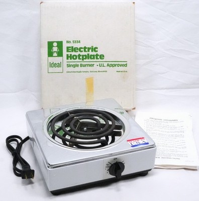 Vintage Ideal School Supply 5334 Electric Hot Plate Tested Box Manual USA 700W
