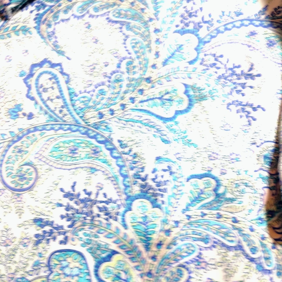 Miss Elaine Women's Pajama Set L Paisley Blue White Long Sleeve Sleepwear - Image 2 of 4