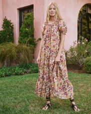 The Great The Chateau Dress Golden Lilac Floral Print Ruffle Size 1 Small-Medium