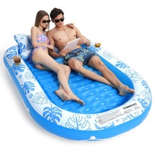 Inflatable Tanning Pool Lounger Float with Cervical Pillow - Pool Floats Adul...