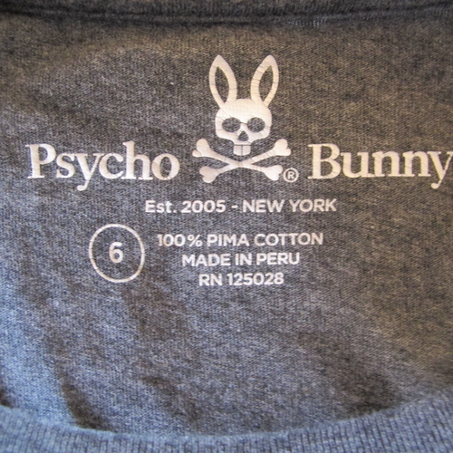 Psycho Bunny Long Sleeve Crew Neck T-Shirt Men's Size 6 Gray Cotton - Picture 6 of 8