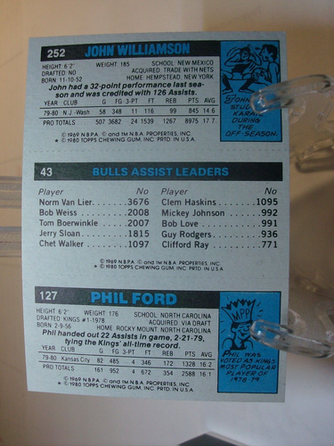 1980-81 Topps Basketball #129 43/127/252 Ford / Theus / Williamson TL (93433) - Bild 2 von 2
