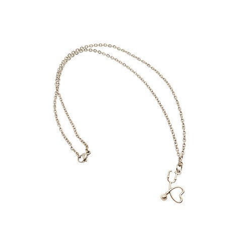 Stethoscope charm necklace- stainless steel 18 inch- US seller nurse doctor - Picture 2 of 2