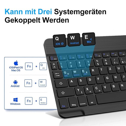 Leder Magnet Hülle Für 9.7-11'' Tablet Universal Bluetooth QWERTZ Tastatur Maus - Bild 38 von 40