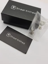 Street Knitted Iced White Gold Stud Cluster Earrings 925 Sterling