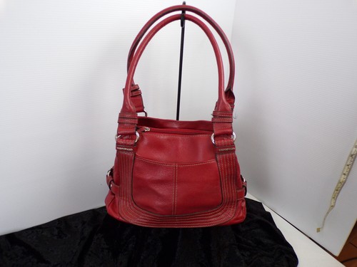 TIGNANELLO Genuine Leather Pebbled Red Shoulder Bag Purse