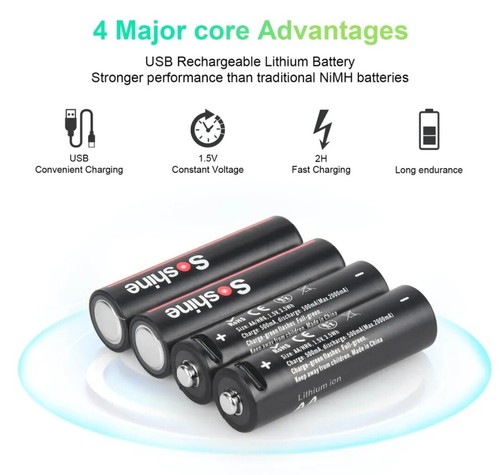 ECHTE KAPAZITÄT!! 1,5 V AA 3500mwh Li-Ion Wiederaufladbarer Akku 4 in 1 USB Kabel - Bild 5 von 13