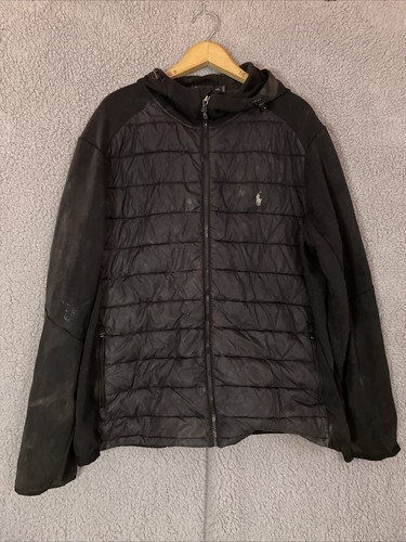 Polo Ralph Lauren nera uomo leggera XXL puffer jacket zip cappuccio - Foto 1 di 17