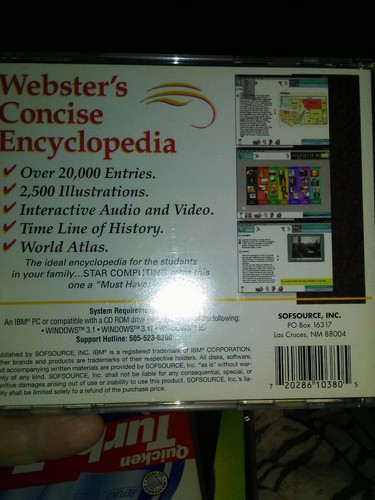 Vintage PC Software Webster's Concise Encyclopedia CD-ROM for Windows 3.1 / 95 - Photo 2/6