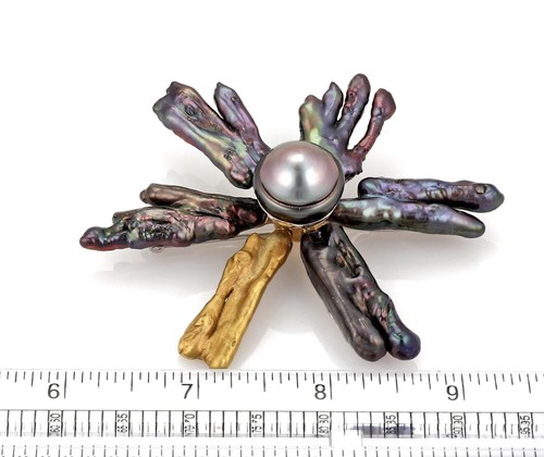 Large 18k Yellow Gold & Darkened Silver Ornate Brooch LIQUIDATION - Picture 4 of 4