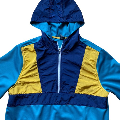 Version Zip Up Pocket Medium Blue Color Block Hooded Sweatshirt - Picture 2 of 5