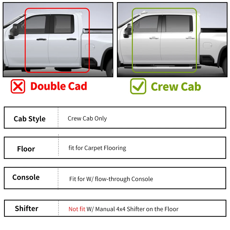 3D Floor Mats Liner for 2014-2018 Silverado/Sierra 1500 2500HD 3500HD Crew Cab - Image 2 of 4
